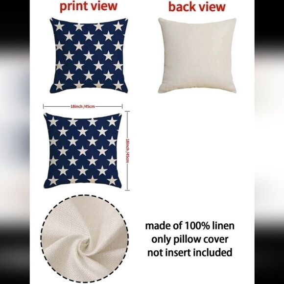 Stars Pattern Patriotic Outdoor/Indoor Pillow Cover - Picture 4 of 5